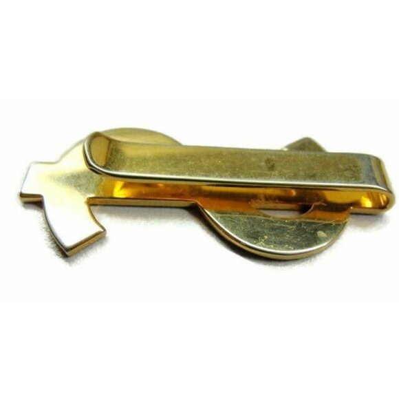 Money Clip Classic Dollar $ Sign Gold T Wallet Cash ID Credit Card Holder Vtg - Picture 3 of 5